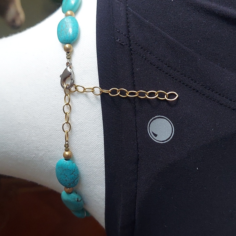 Turquoise and Gold Cross Necklace - Picture 4 of 4